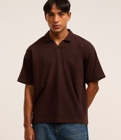 Camiseta Polo Boxy em Algodão com Textura