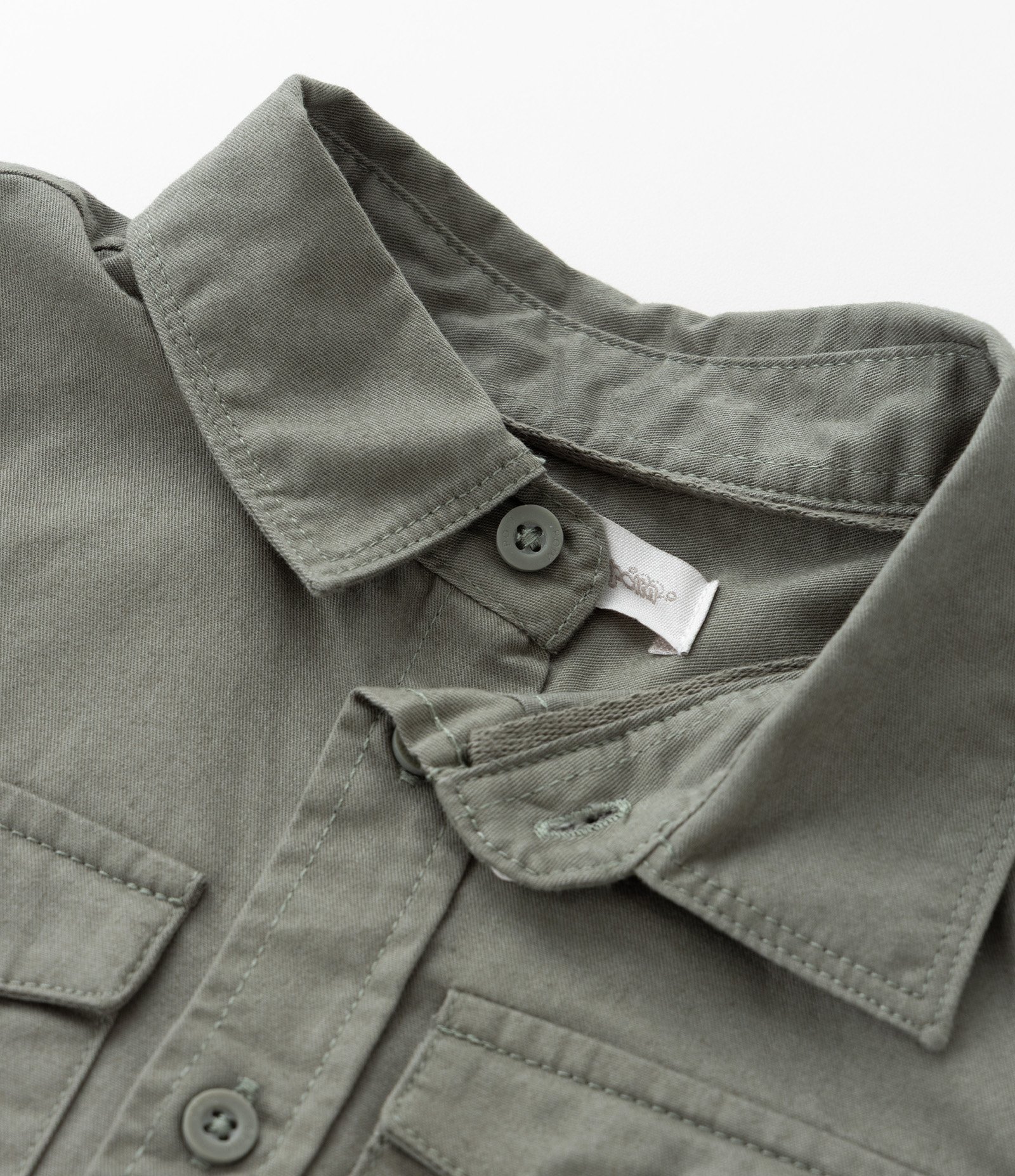 Camisa Infantil em Sarja e Bolsos com Lapela - Tam 1 a 6 Anos Verde 5