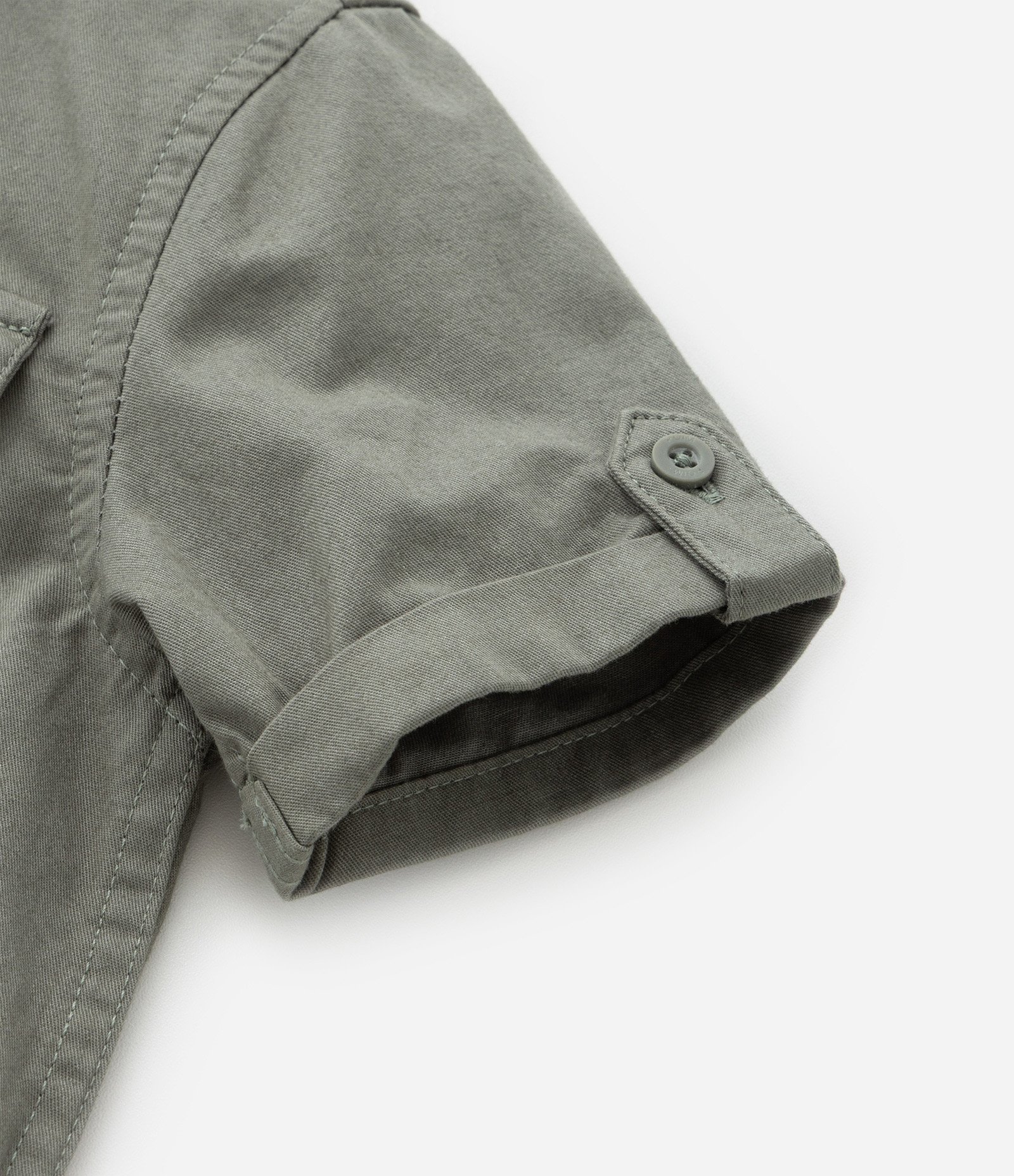 Camisa Infantil em Sarja e Bolsos com Lapela - Tam 1 a 6 Anos Verde 6