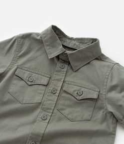 Camisa Infantil em Sarja e Bolsos com Lapela - Tam 1 a 6 Anos