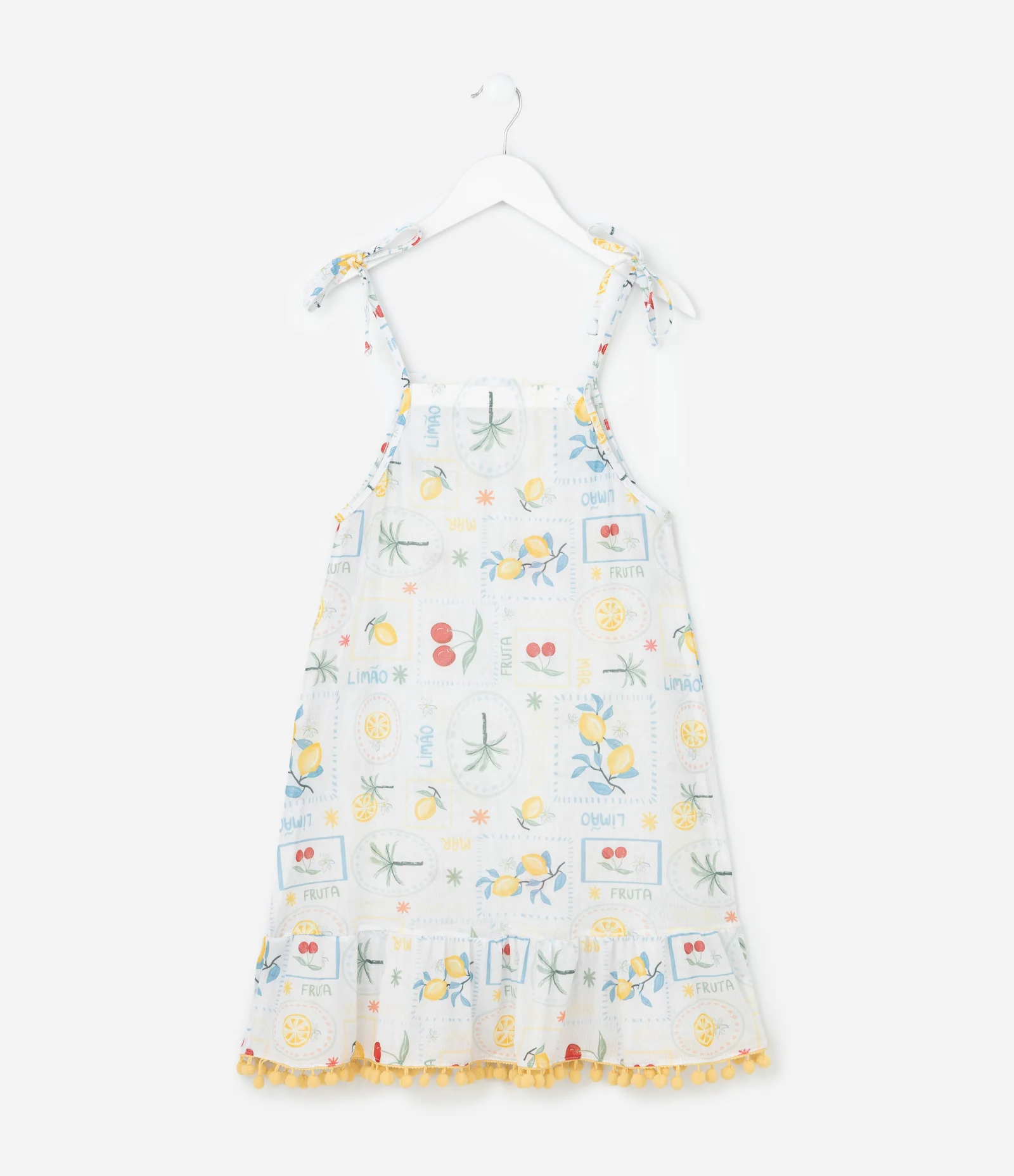 Saída de Praia Infantil em Tule com Estampa de Frutas - Tam  5 a 16 Anos Multicores 1