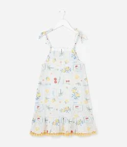 Saída de Praia Infantil em Tule com Estampa de Frutas - Tam  5 a 16 Anos