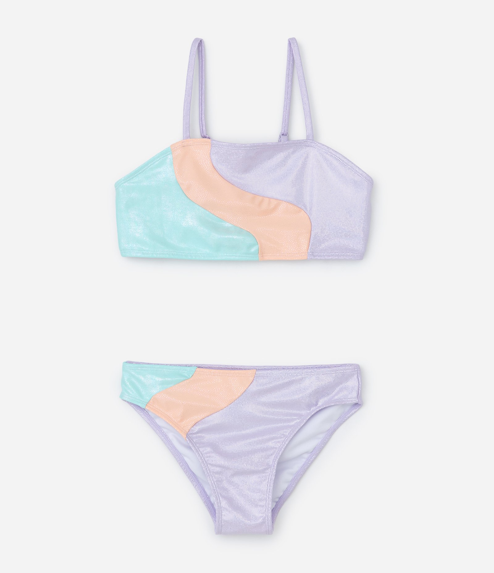 Biquíni Infantil com Bloco de Cor e Metálico - Tam  5 a 14 Anos Roxo 1