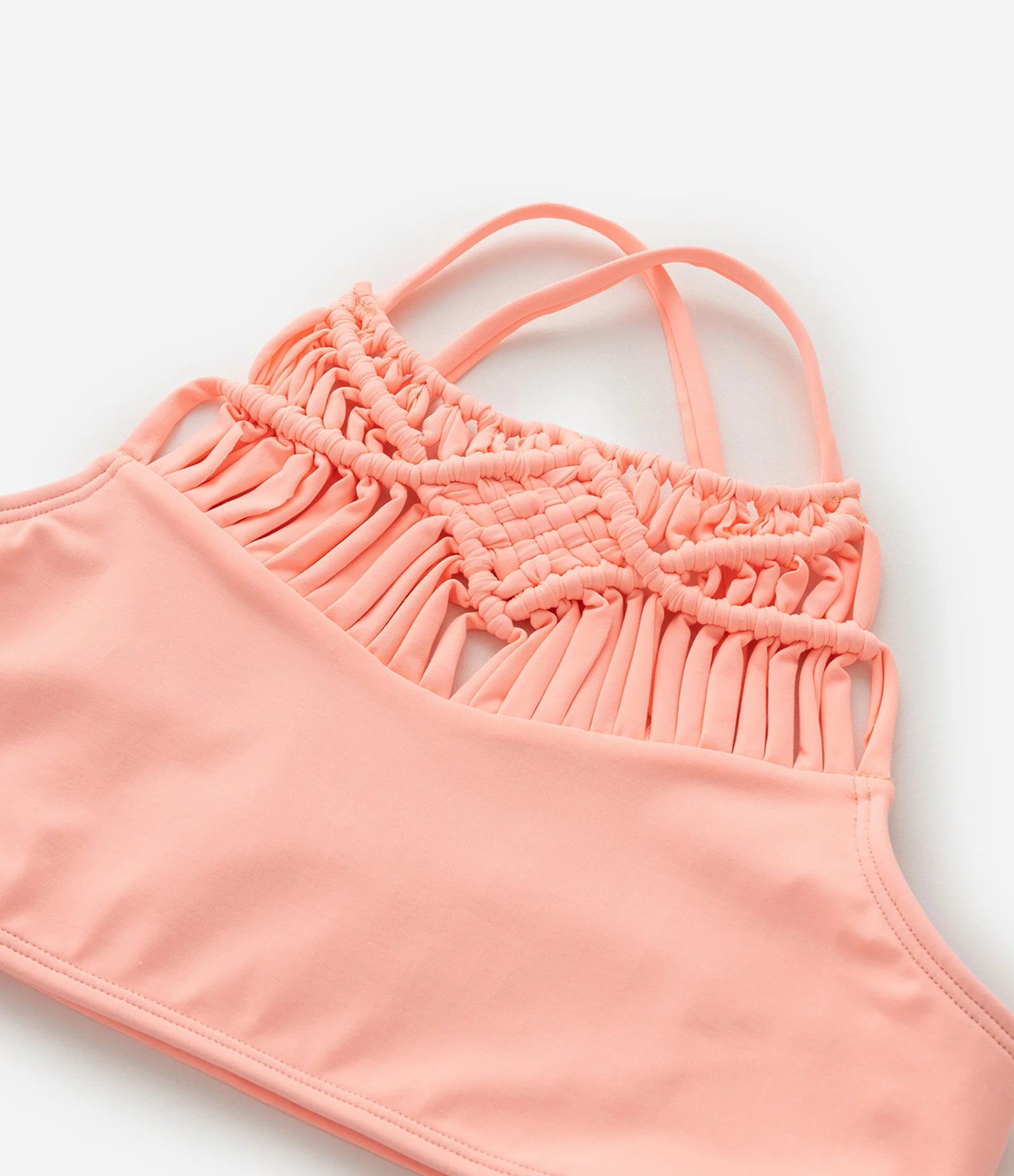 Biquini Infantil em Microfibra com macramê - Tam 5 a 14 Anos Rosa Pêssego 9