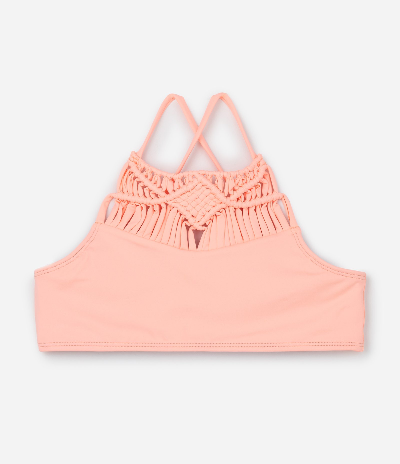 Biquini Infantil em Microfibra com macramê - Tam 5 a 14 Anos Rosa Pêssego 3