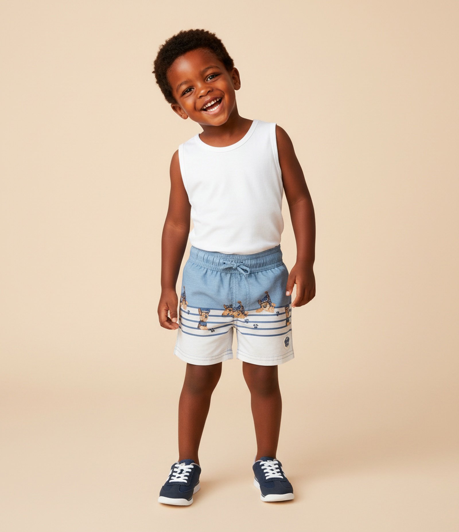 Bermuda Infantil com Estampa Listras Patrulha Canina - Tam 1 a 6 Anos Azul 1