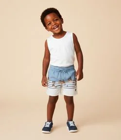 Bermuda Infantil com Estampa Listras Patrulha Canina - Tam 1 a 6 Anos