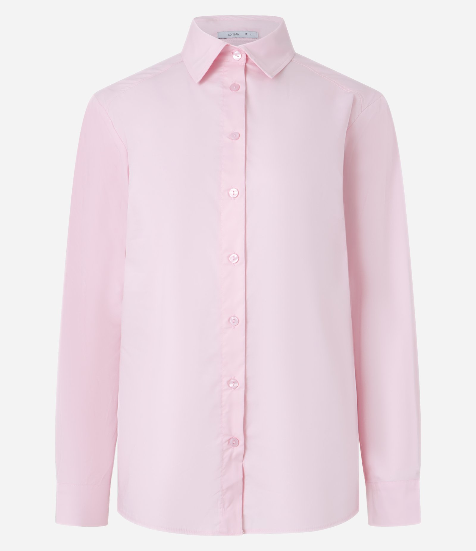 Camisa Oversized em Tricoline com Fio Tinto e Botões Rosa 1