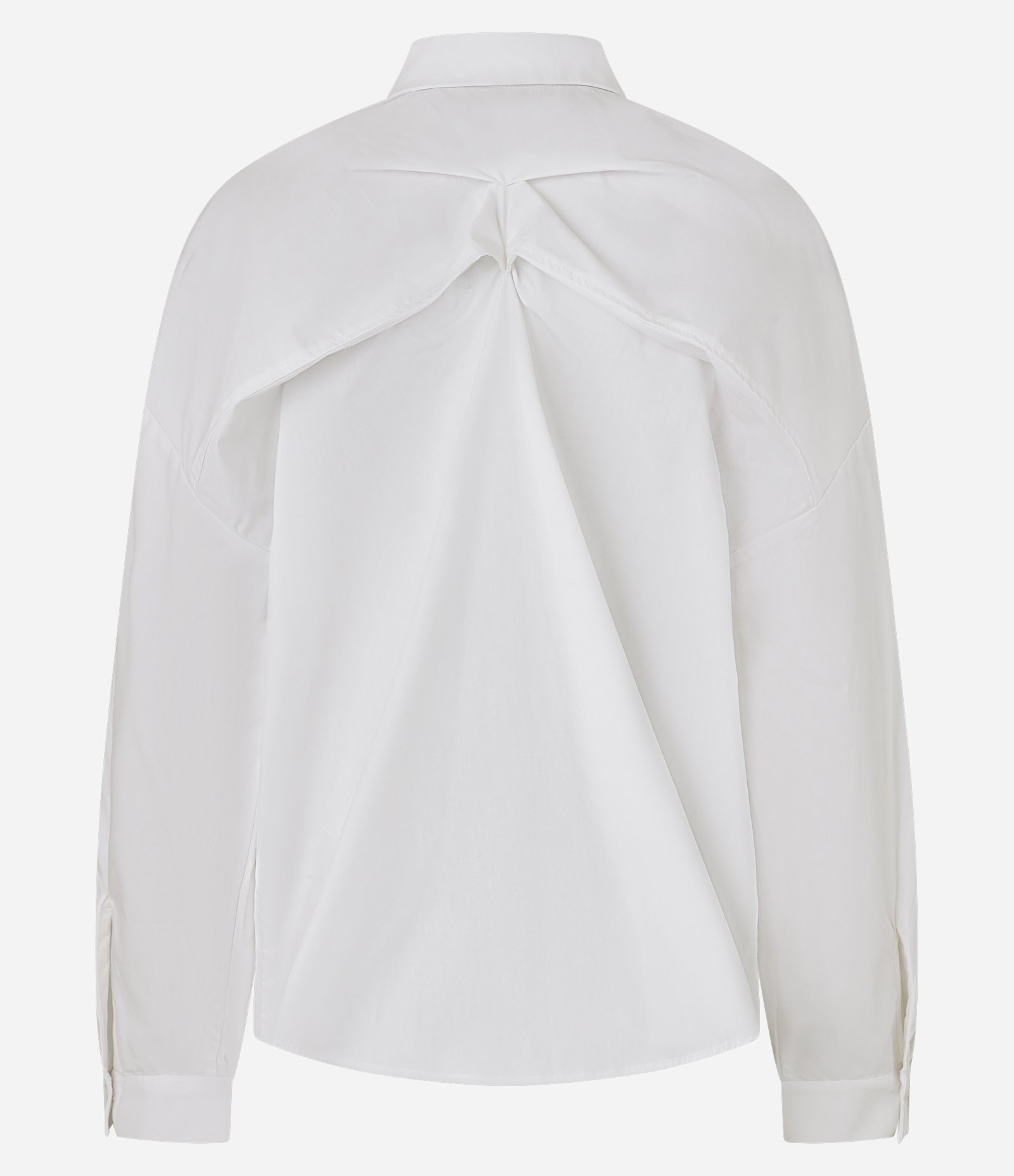 Camisa em Tricoline com Detalhe Franzido nas Costas Branco 7