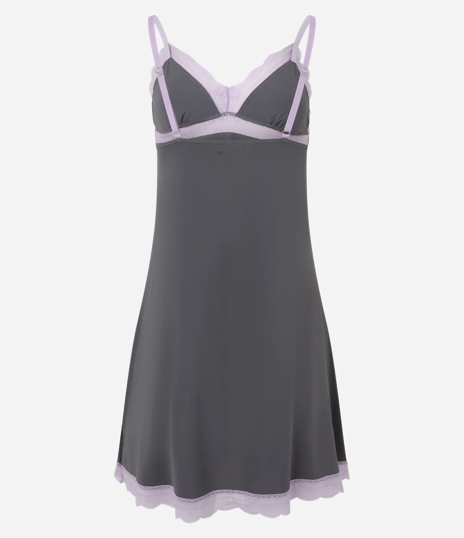 Camisola Curta em Microfibra com Renda Contrastante e Alcinhas Cinza 6