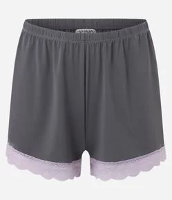Pijama Short Doll em Microfibra com Renda Contrastante e Alcinha