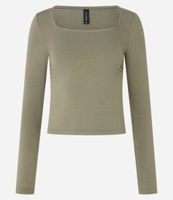 Blusa Curta em Moletinho com Franzido Lateral