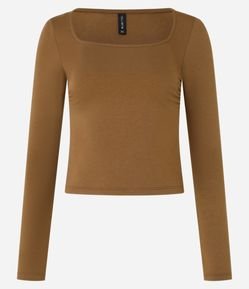 Blusa Curta em Moletinho com Franzido Lateral