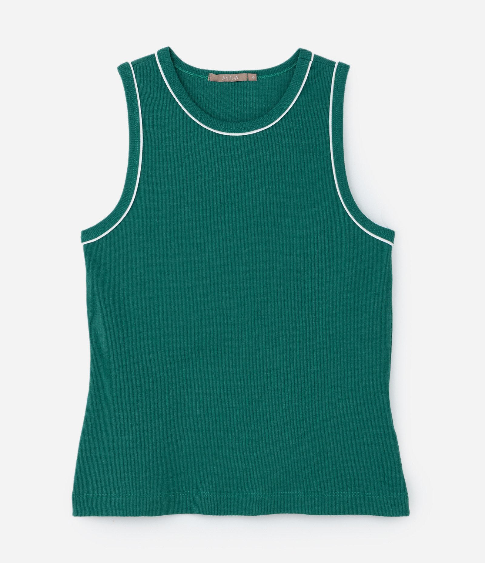 Regata em Ribana Liso com Vies Contrastante Curve & Plus Size Verde 4