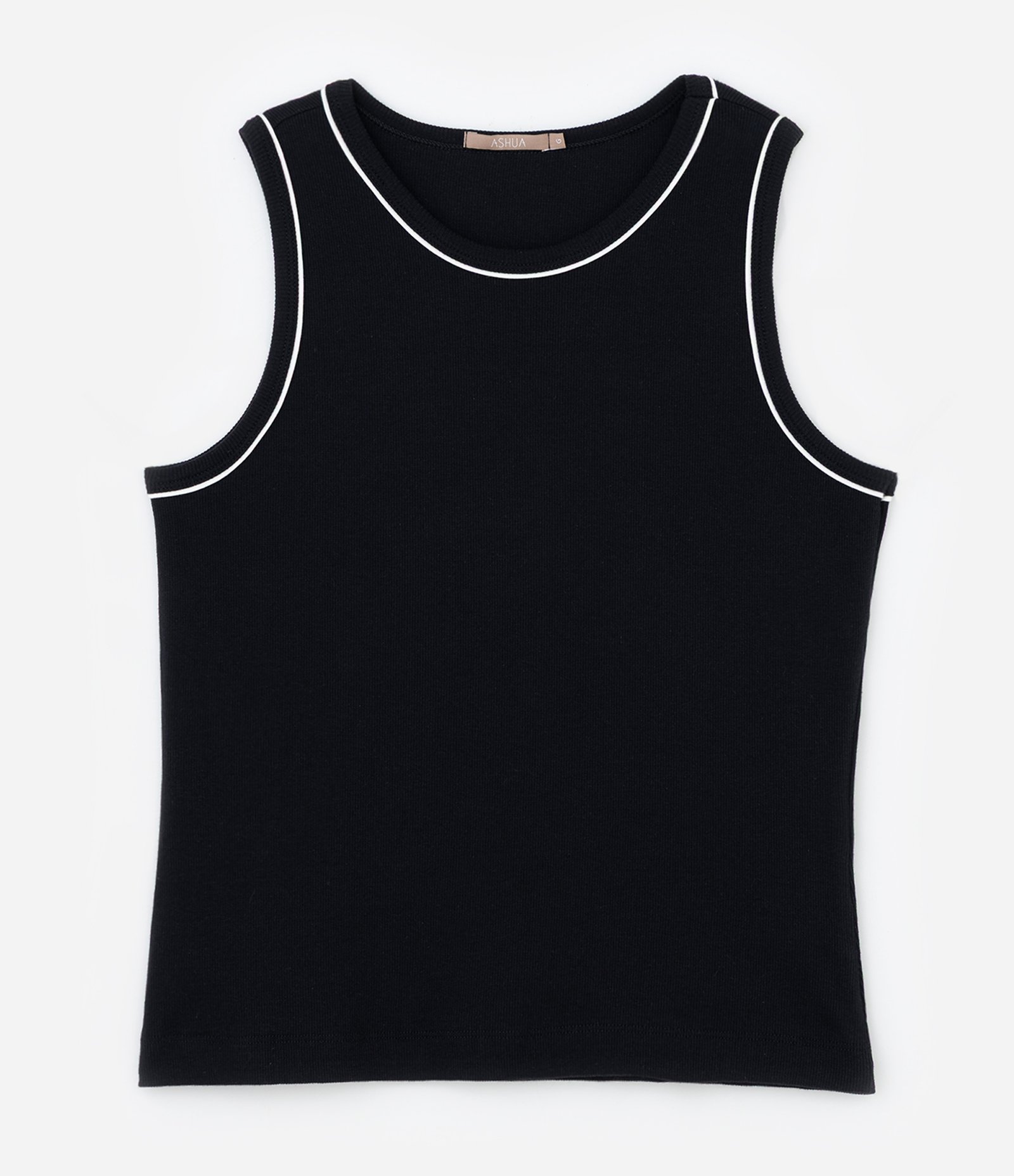 Regata em Ribana Liso com Vies Contrastante Curve & Plus Size Preto 4