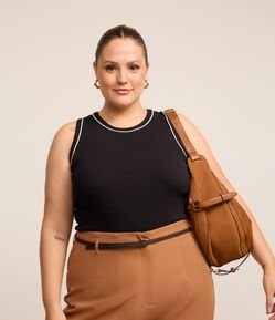 Regata em Ribana Liso com Vies Contrastante Curve & Plus Size