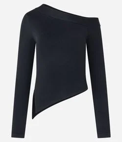 Blusa em Poliamida Seamless com Decote Assimétrico
