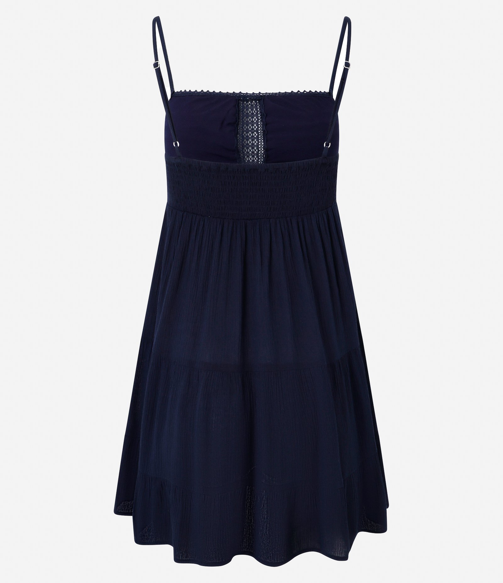 Vestido Godê em Crepe com Detalhe no Busto Azul Marinho 6