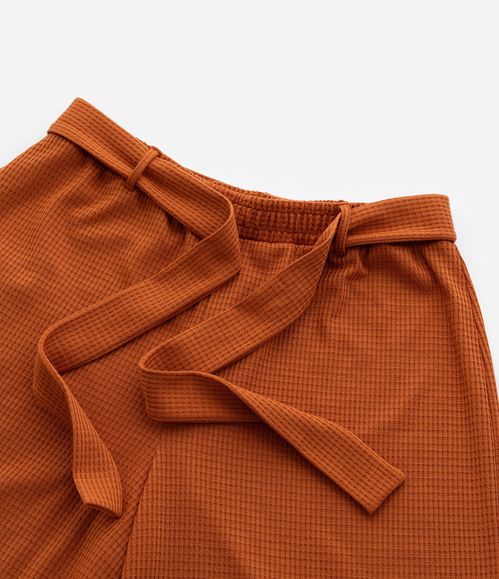 Calça Pantalona Canelada com Amarração Curve & Plus Size Laranja 8