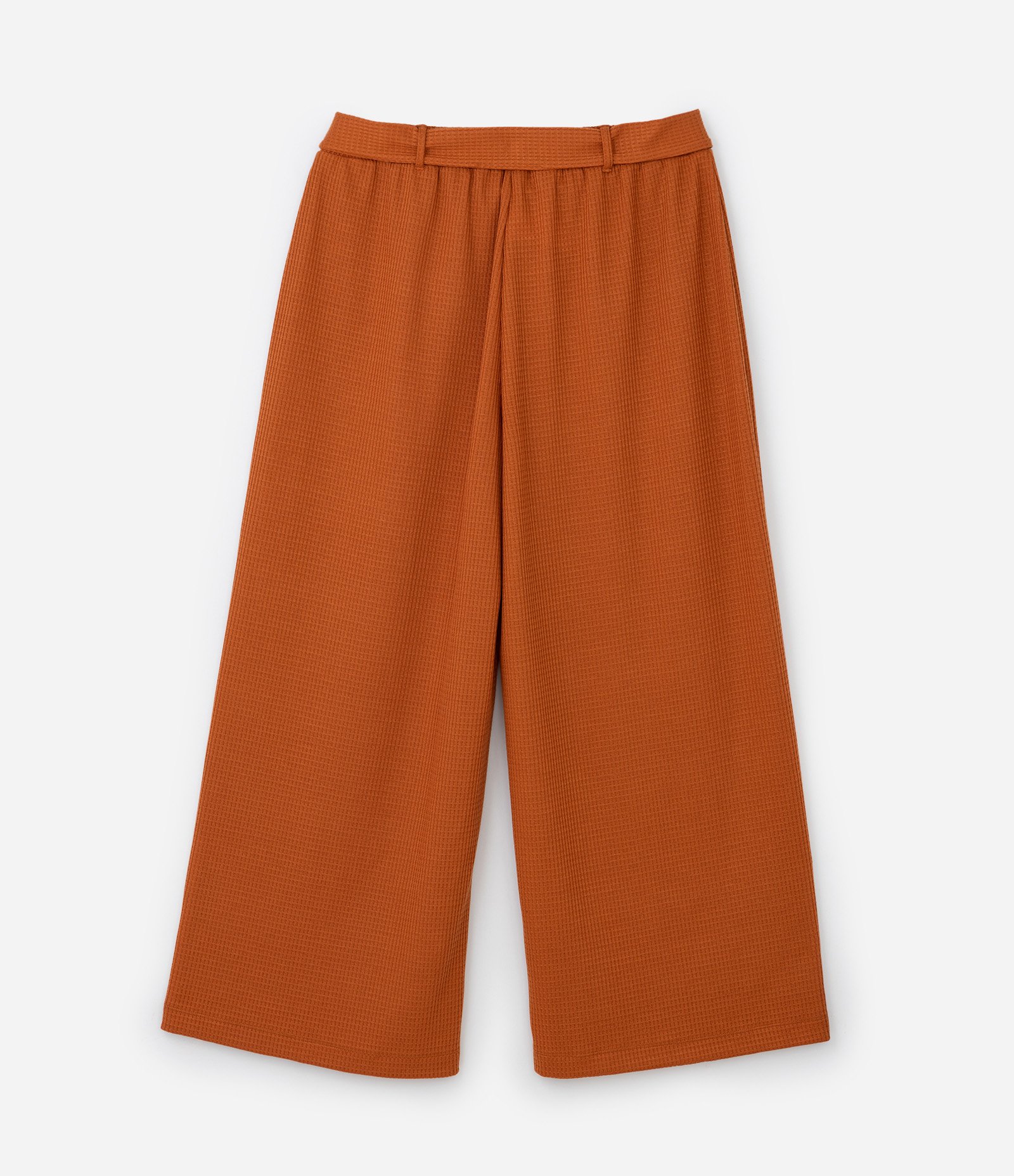 Calça Pantalona Canelada com Amarração Curve & Plus Size Laranja 2