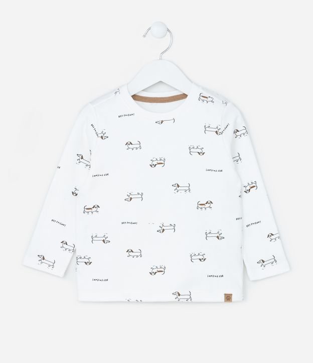 Camiseta Infantil com Estampa de Cachorrinho - Tam 1 a 6 Anos