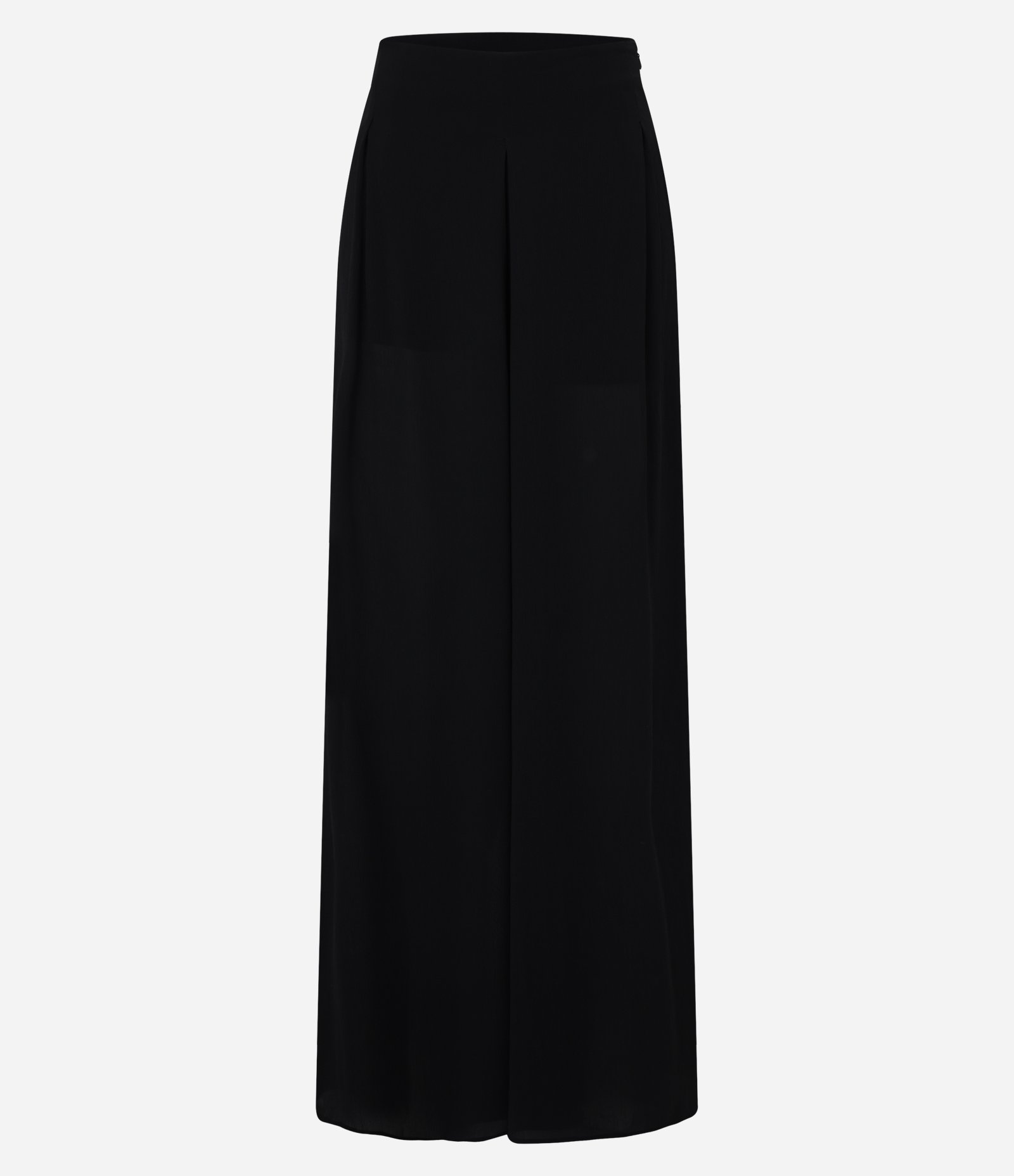 Calça Pantalona em Chiffon com Pregas Frontais Preto 5
