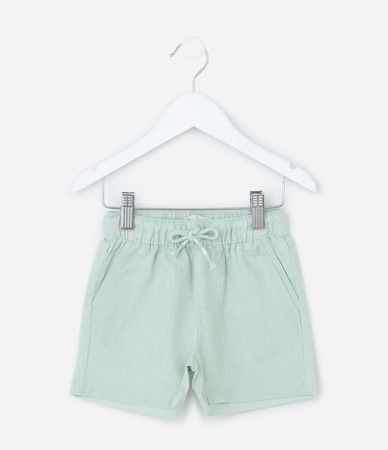 Bermuda Infantil em Linho com Bolsinho - Tam 1 a 5 Anos Verde 2