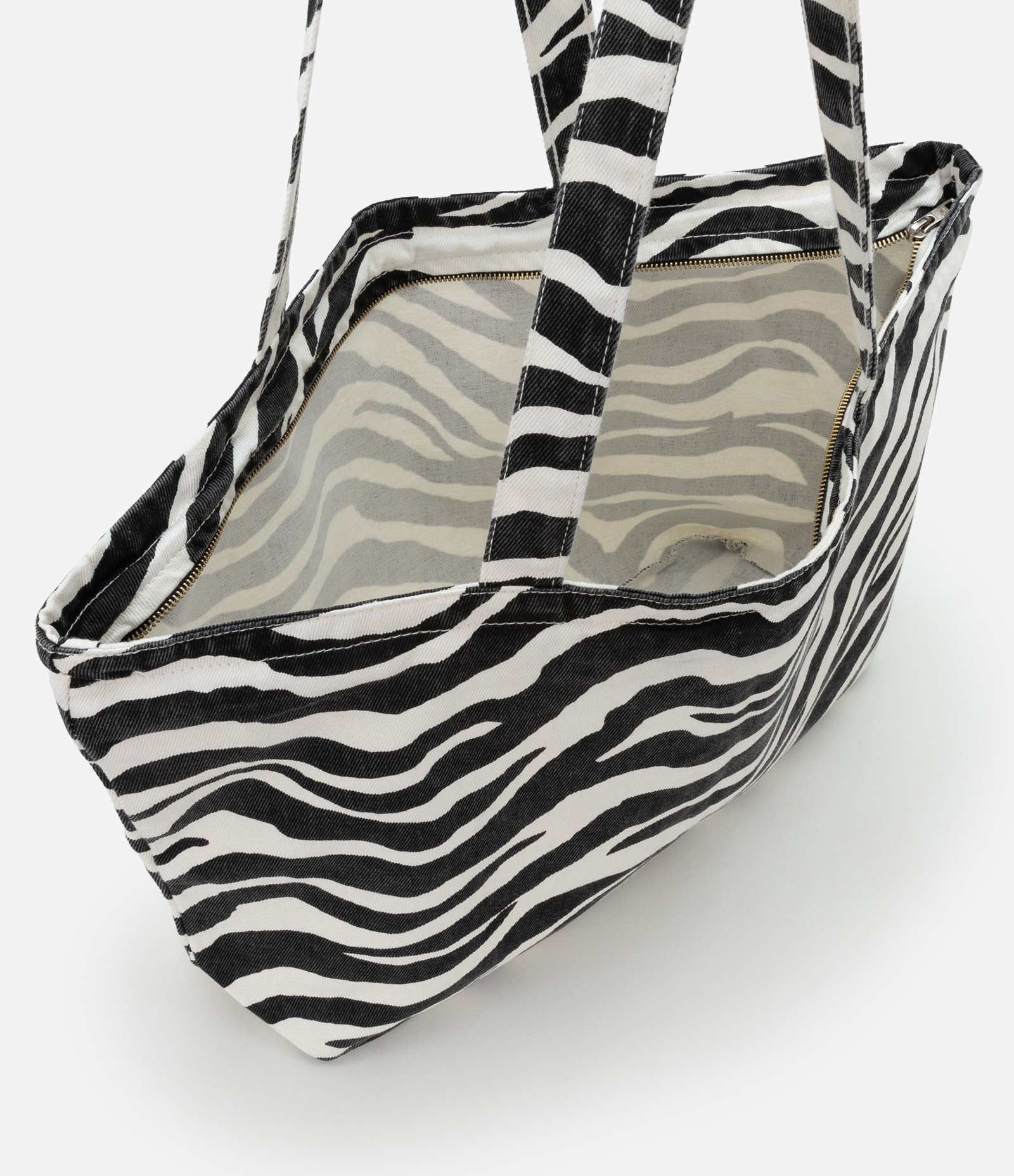 Bolsa Shopper em Algodão com Estampa Animal Print de Zebra Preto/Branco 2