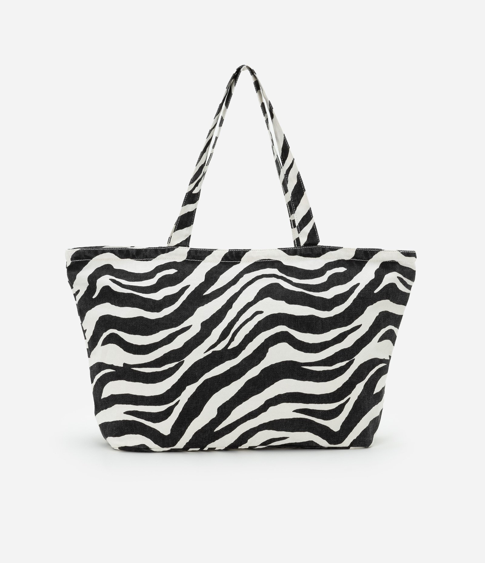 Bolsa Shopper em Algodão com Estampa Animal Print de Zebra Preto/Branco 3