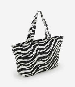 Bolsa Shopper em Algodão com Estampa Animal Print de Zebra