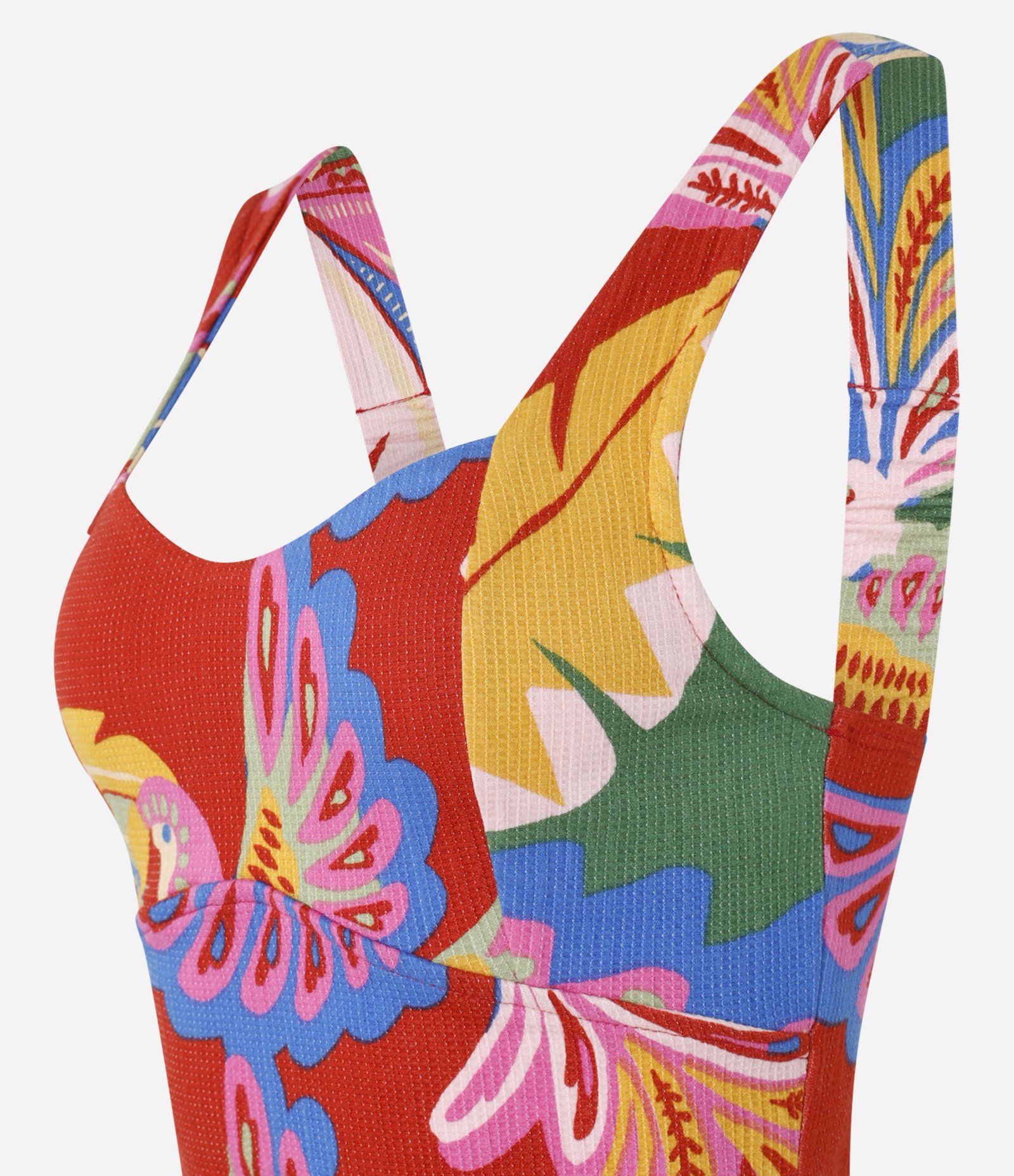 Blusa Cropped com Decote Coração e Estampa Tropical Texturizada Multicores 2