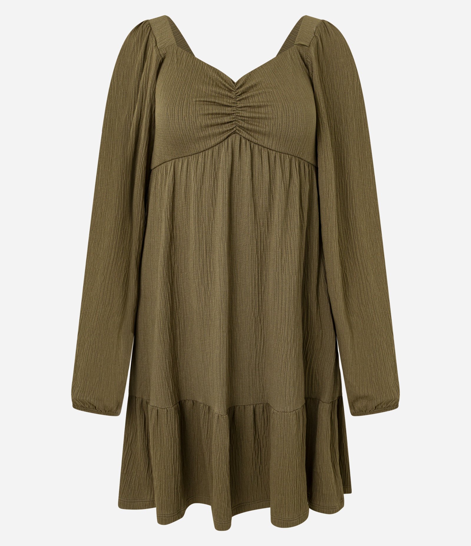 Vestido Curto Texturizado com Decote Coração Verde 5