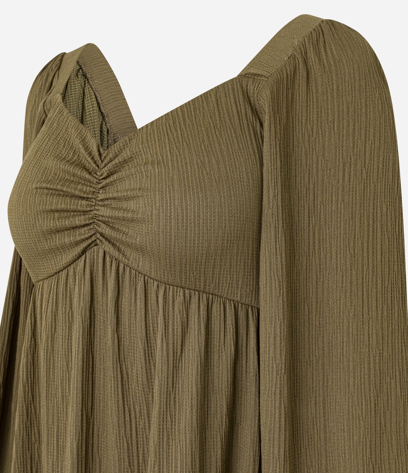 Vestido Curto Texturizado com Decote Coração Verde 6
