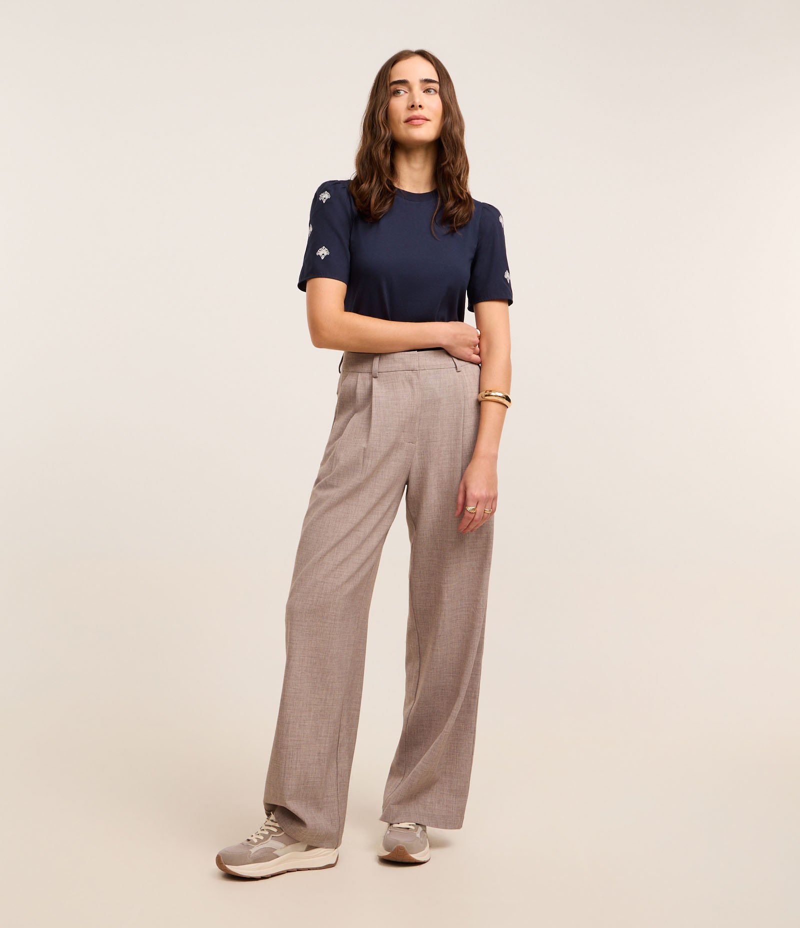 Blusa em Algodão com Manga Bufante Detalhada Azul Marinho 3