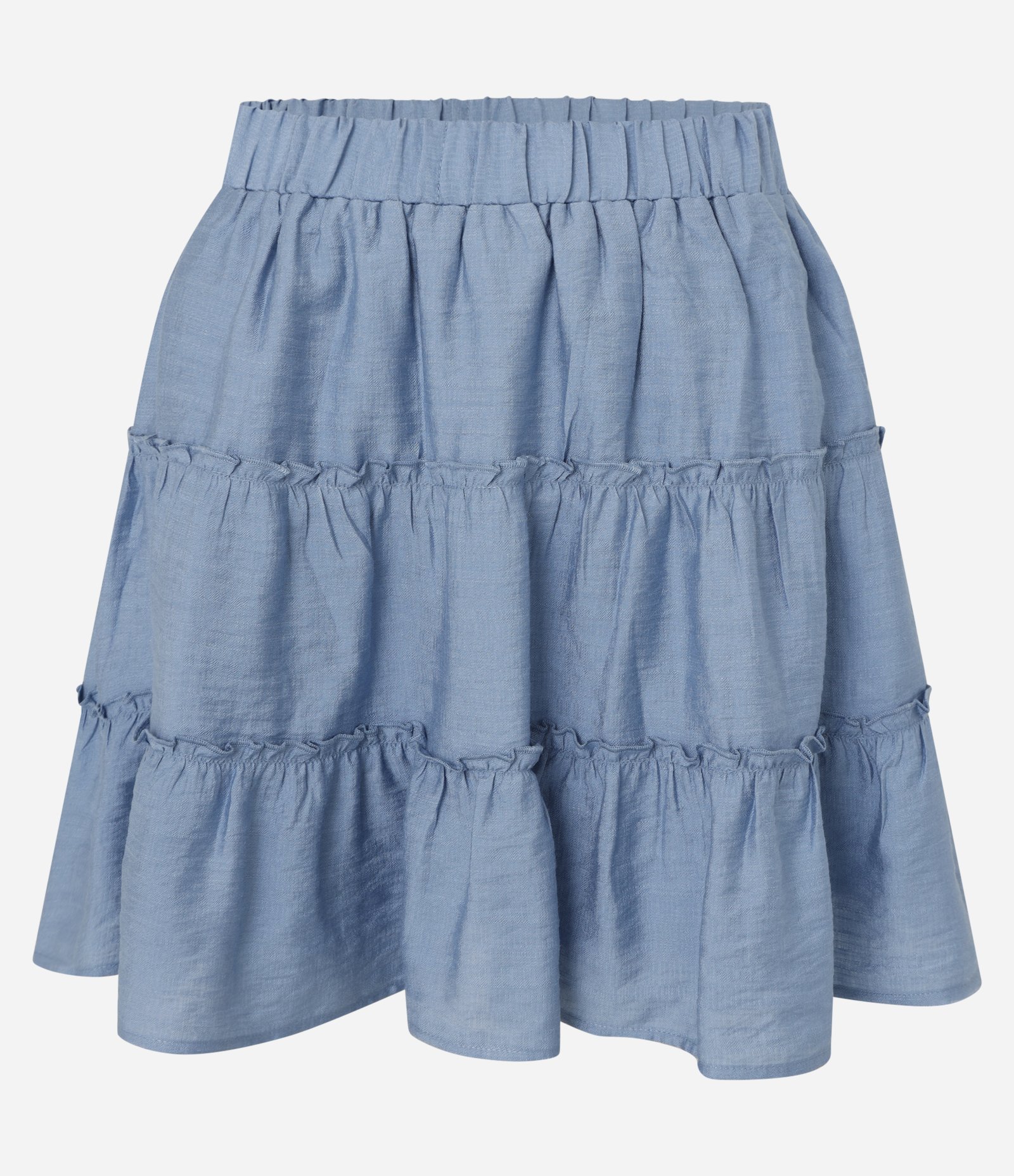 Saia Curta em Viscose Texturizada com Recortes Franzidos Azul 1