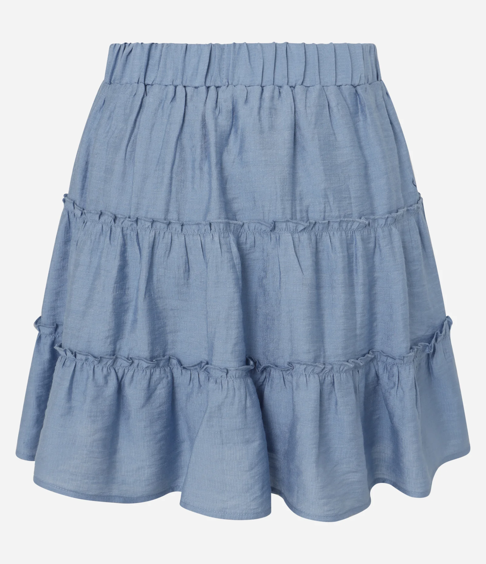 Saia Curta em Viscose Texturizada com Recortes Franzidos Azul 2