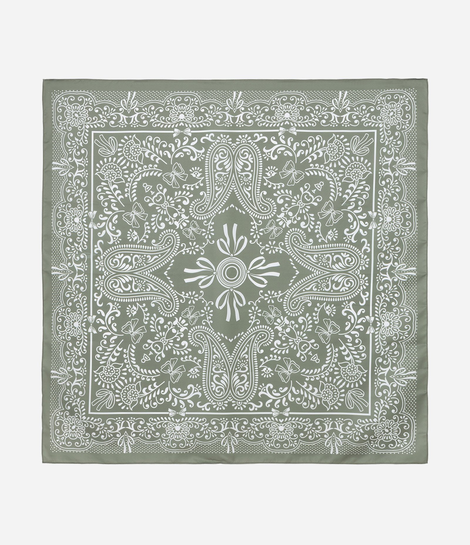 Lenço Quadrado em Cetim com Estampa Paisley Verde 2