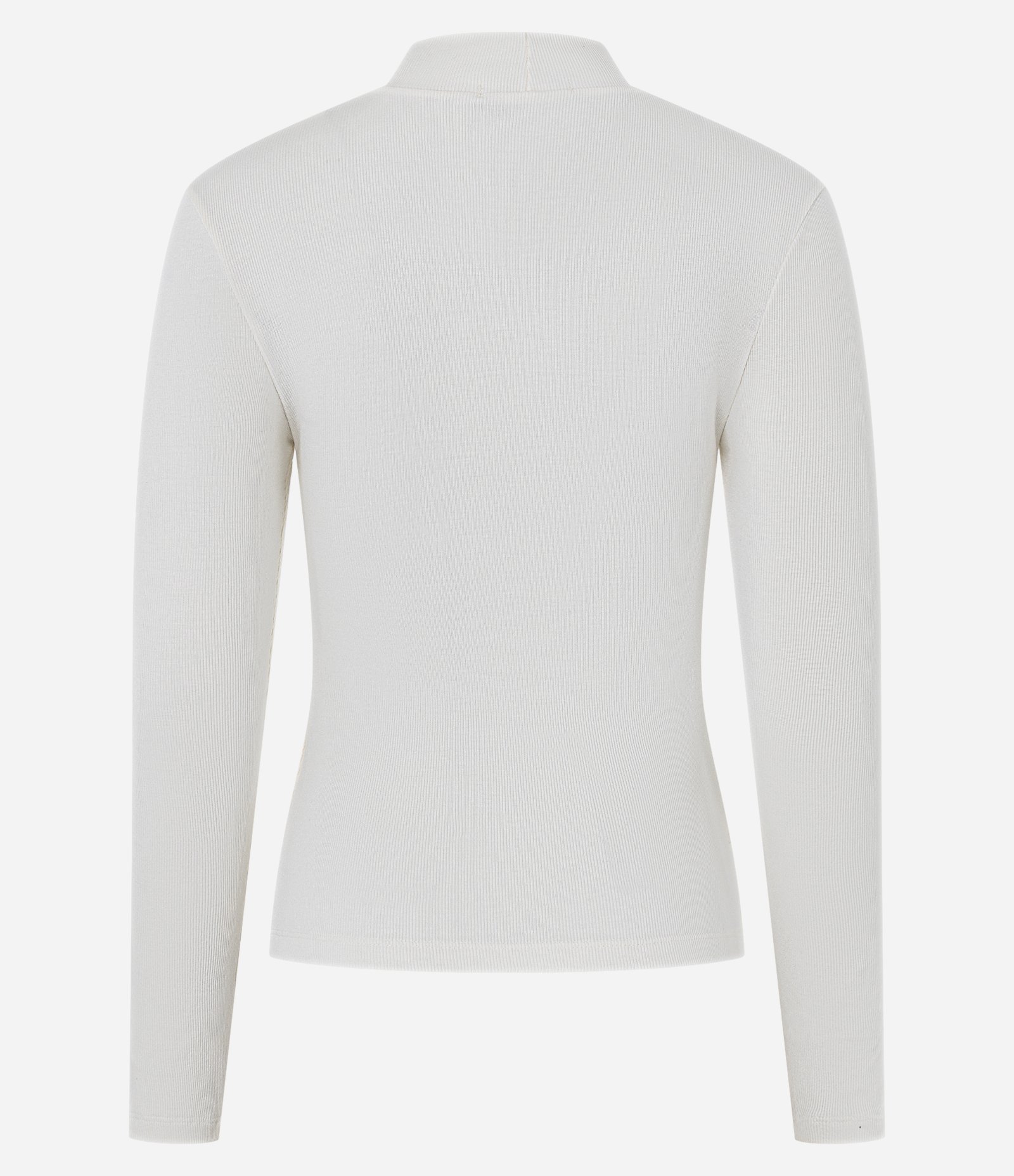 Blusa em Ribana com Golinha Alta e Pérolas nos Ombros Branco 7