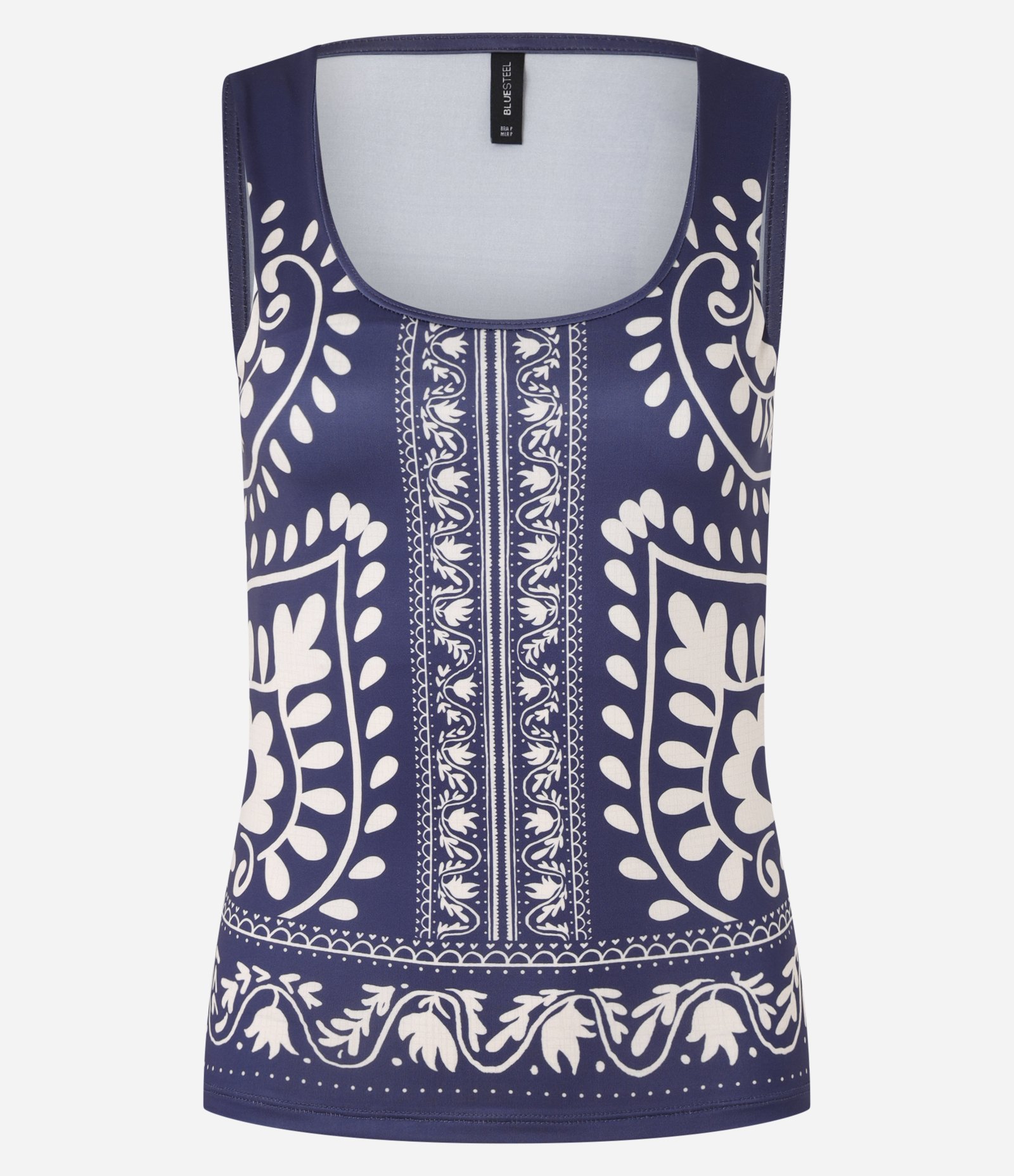 Blusa sem Manga com Estampa Arabescos Azul 4