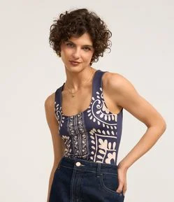 Blusa sem Manga com Estampa Arabescos