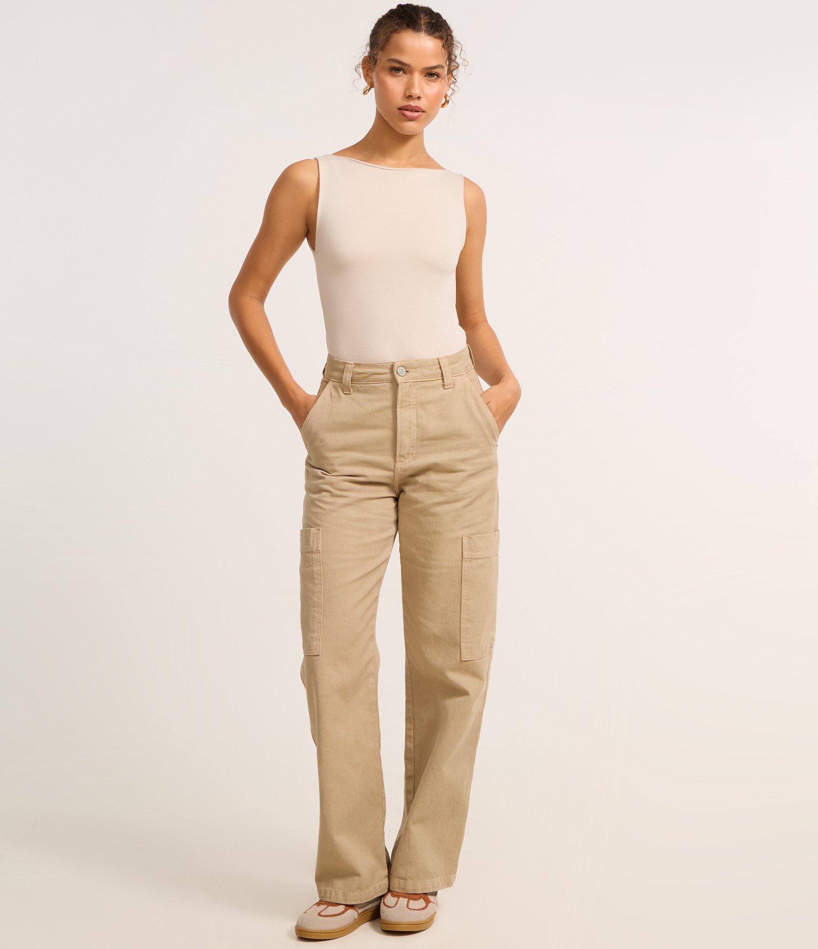 Body em Malha de Viscose com Decote Canoa Bege 2