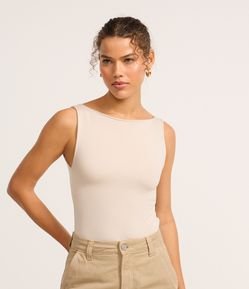 Body em Malha de Viscose com Decote Canoa