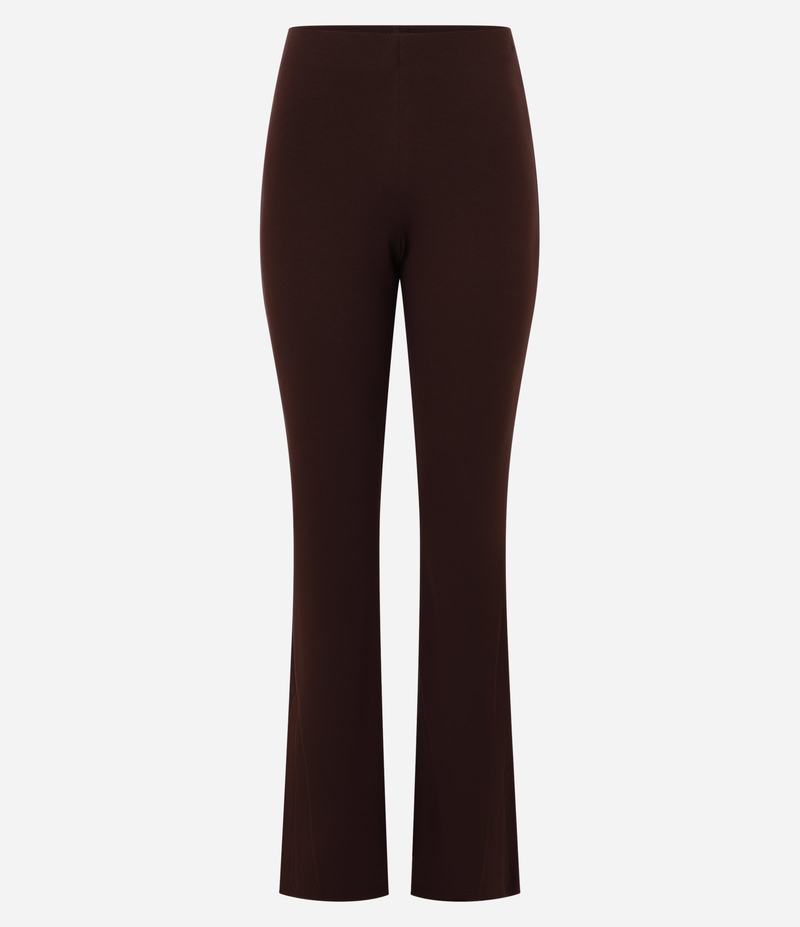 Calça Flare em Ponto Roma com Fenda na Barra Marrom Escuro 5