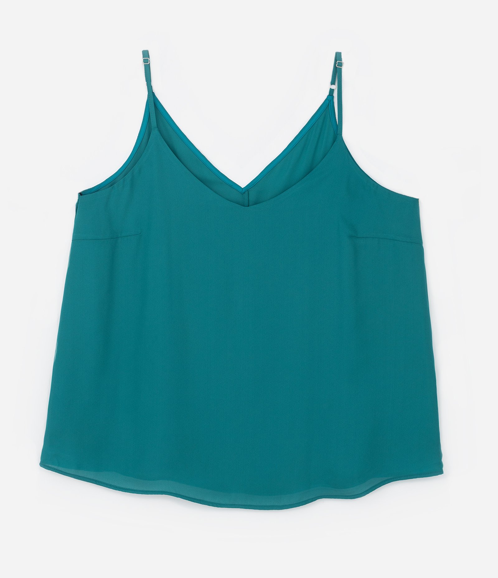 Blusa em Crepe com Alça Fina Curve & Plus Size Verde 4