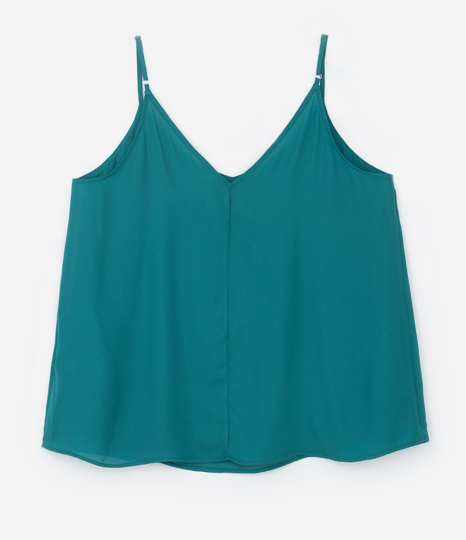 Blusa em Crepe com Alça Fina Curve & Plus Size Verde 5