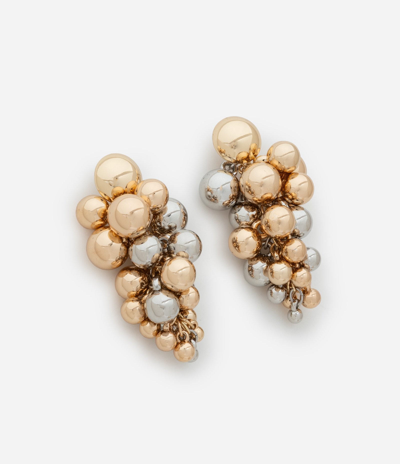 Brinco Médio com Esferas Coloridas Prata/Dourado