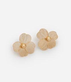 Brinco Botão em Metal Aramado com Formato de Flor