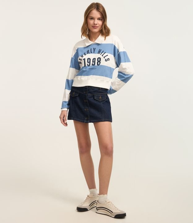 Blusa em Algodão Listrada com Lettering Beverly Hills