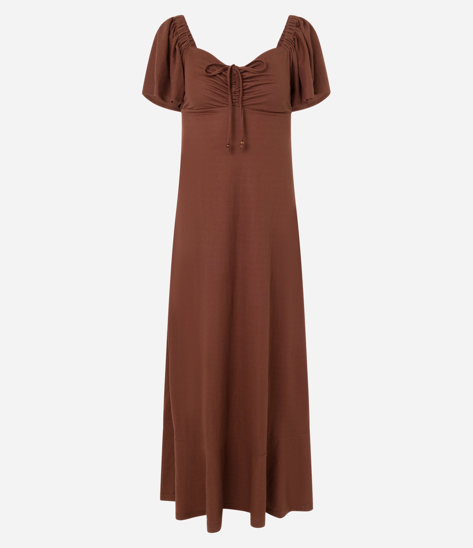 Vestido Long Mifi em Piquet com Manga Bufante Marrom 5