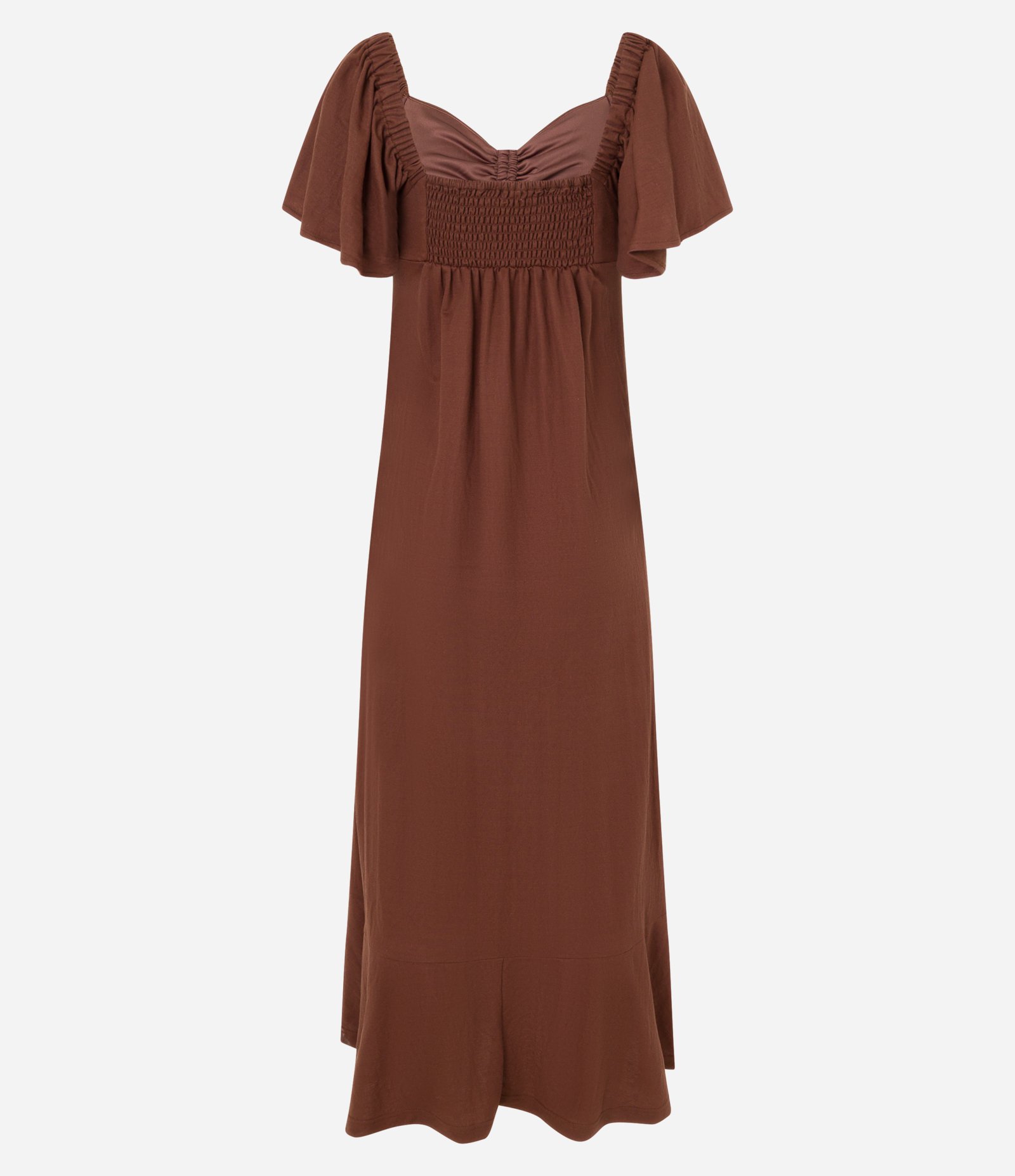 Vestido Long Mifi em Piquet com Manga Bufante Marrom 6